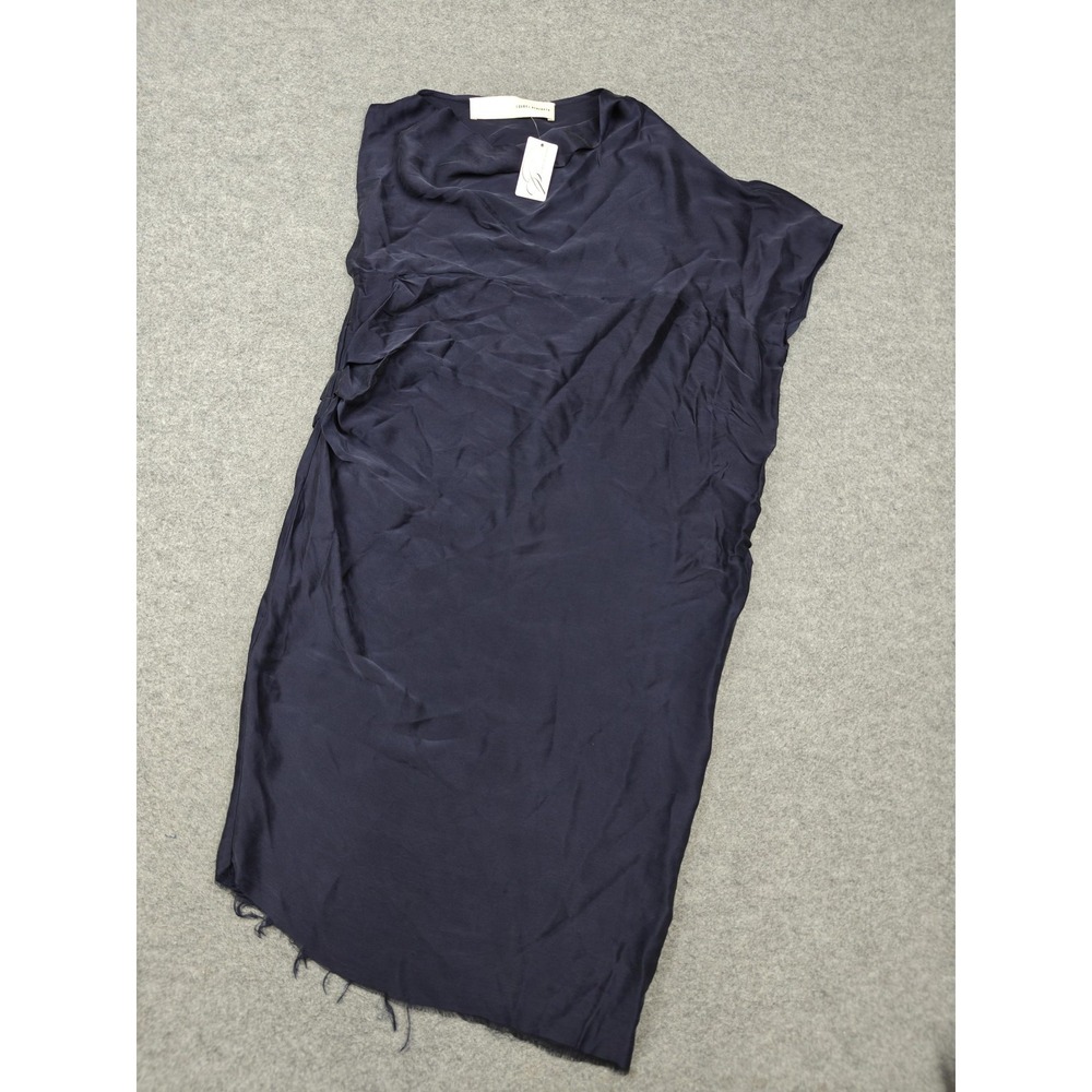 Isabel Benenato Dress Womens 40 Blue Silk Asym Shift Sleeveless Midi Italy